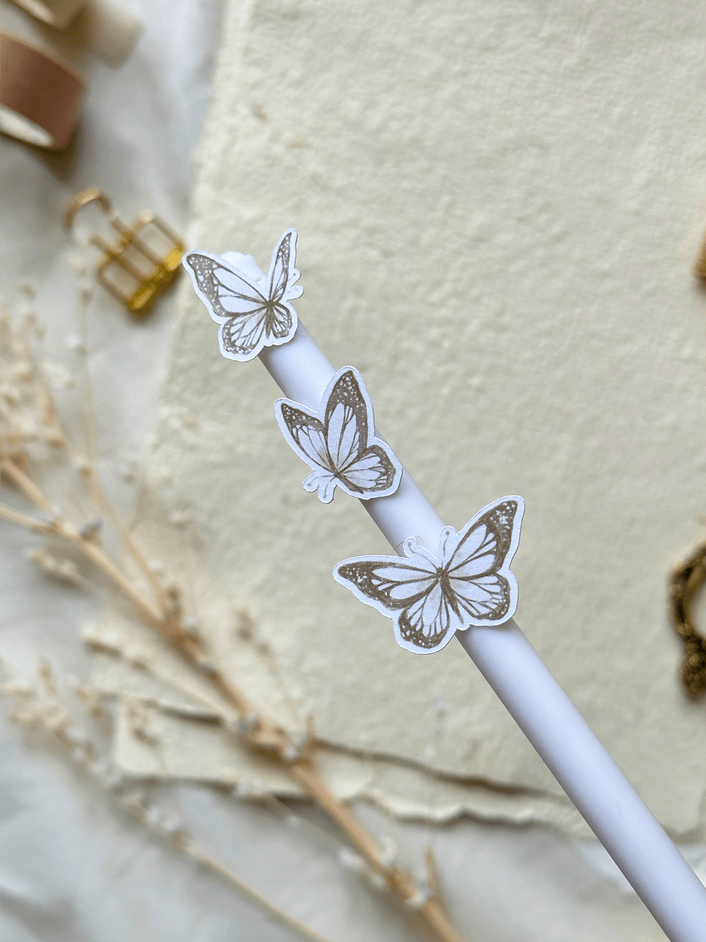 white rose & butterfly cutouts sticker sheet