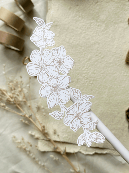 white sakura floral sticker sheet - 1pc